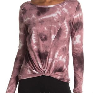 Zella Twist Tie Dye Top in Blush Pink
